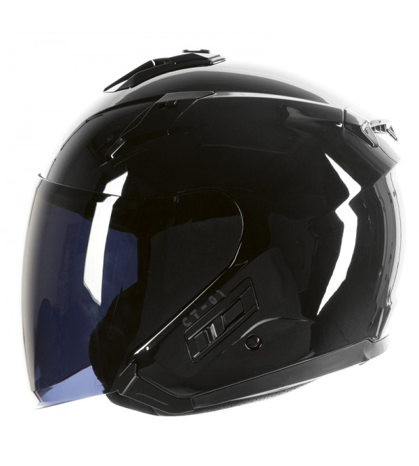 Ozone Ct-01 Black Motorcycle Open Face Helmet