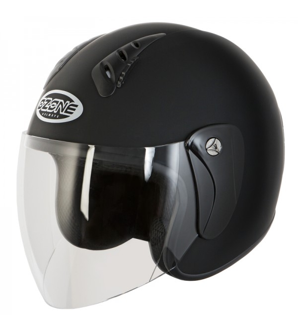 Ozone Hy-818 Black Matt Motorcycle Open Face Helme...