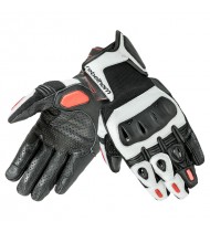 Rebelhorn Flux Pro CE White/Black/Red Leather Motorcycle Gloves