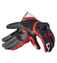 Rebelhorn St Short Black/Grey/Flo Red Leather Motorcycle Gloves