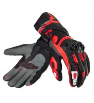 Rebelhorn St Long Black/Grey/Flo Red Leather Motorcycle Gloves