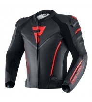 Rebelhorn Fighter Black/Flo Red Leather Motorcycle Jacket