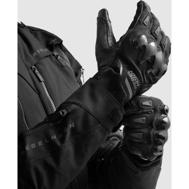 Rebelhorn DEFENDER BLACK MOTORCYCLE GLOVES