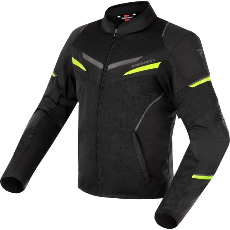 Rebelhorn FLUX BLACK FLUO YELLOW TEXTILE MOTORCYCLE JACKET