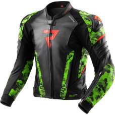 Rebelhorn VELOCE CAMO BLACK GREEN FLUO RED LEATHER MOTORCYCLE JACKET
