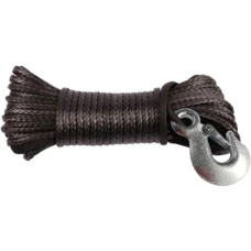 Bronco Synthetic winch rope w hook 6.0mm x 20m black breaking strenght 5000kg