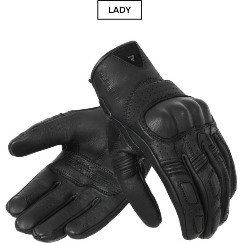 Rebelhorn THUG 2 WOMEN PERFORATED BLACK MOTORCYCLE GLOVES WXS