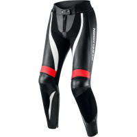 Rebelhorn REBEL WOMEN BLACK FLUO RED WHITE LEATHER MOTORCYCLE PANTS W32
