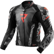 Rebelhorn VELOCE CAMO BLACK GREY FLUO RED LEATHER MOTORCYCLE JACKET