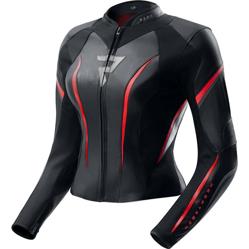 Rebelhorn DIVA ST WOMEN BLACK RED WHITE LEATHER MOTORCYCLE JACKET