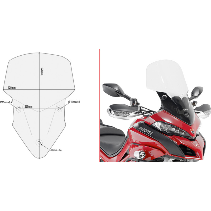 Givi Specific screen transparent 59 x 43 cm (h x w) Multistrada 1200 (15)