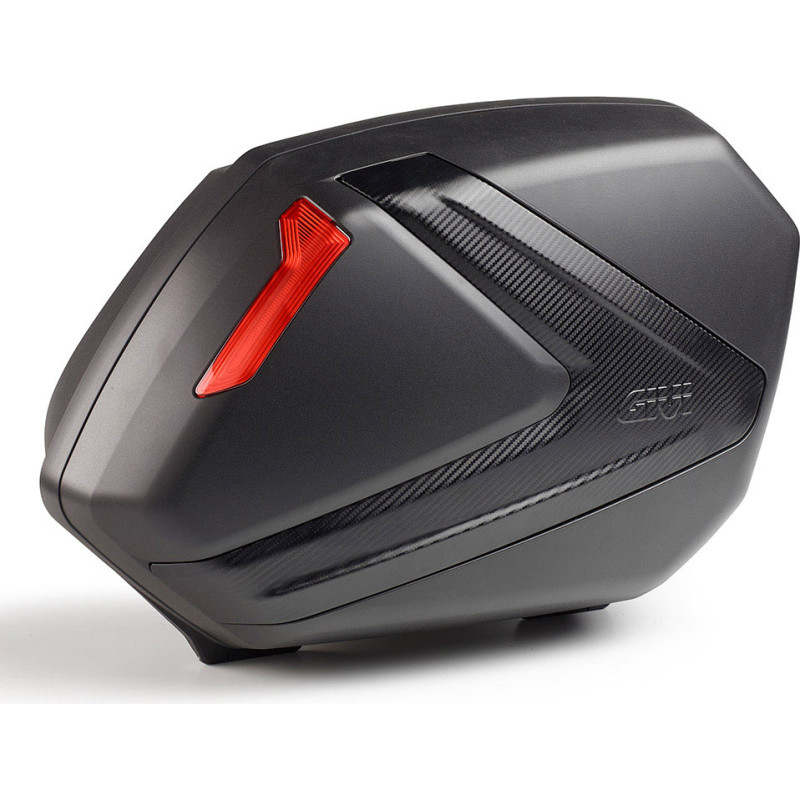 Givi V37 pair of black sidecases with red reflectors and carbon look