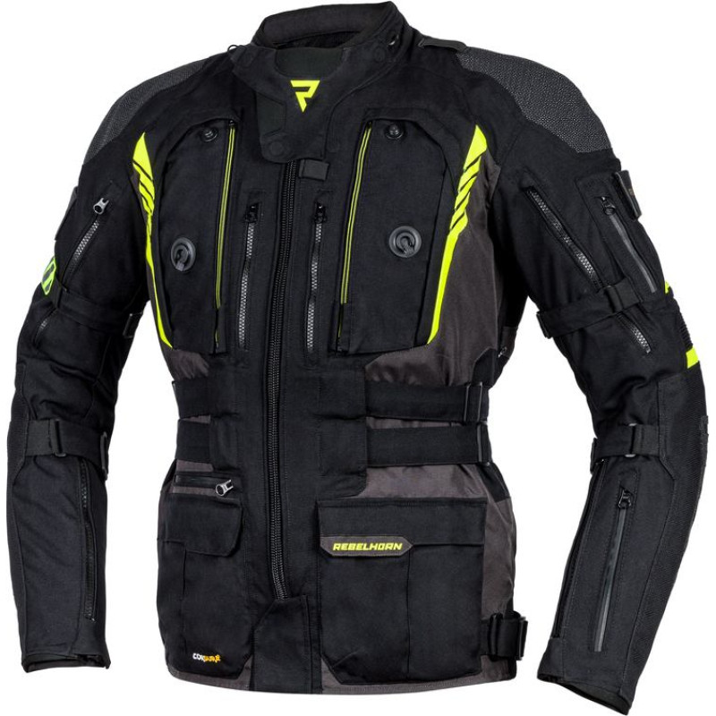 Rebelhorn PATROL BLACK FLUO YELLOW TEXTILE MOTORCYCLE JACKET