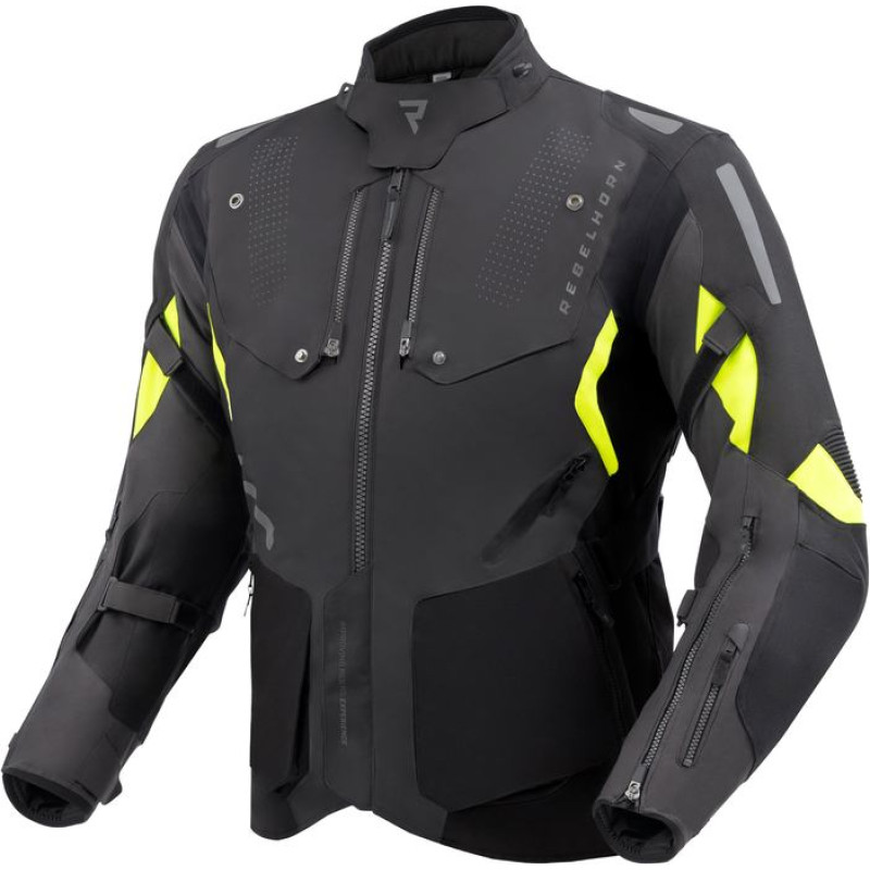 Rebelhorn HIKER 4 DARK GREY BLACK FLUO YELLOW TEXTILE MOTORCYCLE JACKET