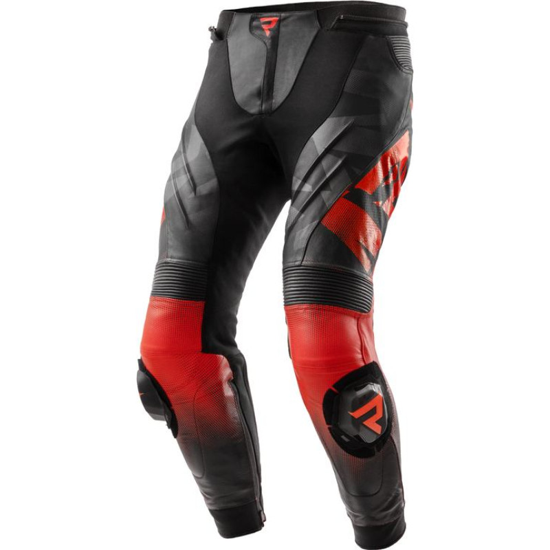 Rebelhorn INFERNO BLACK FLUO RED LEATHER MOTORCYCLE PANTS