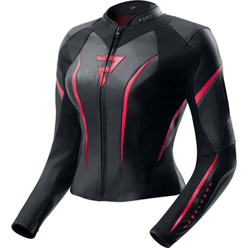 Rebelhorn DIVA ST WOMEN BLACK PINK LEATHER MOTORCYCLE JACKET
