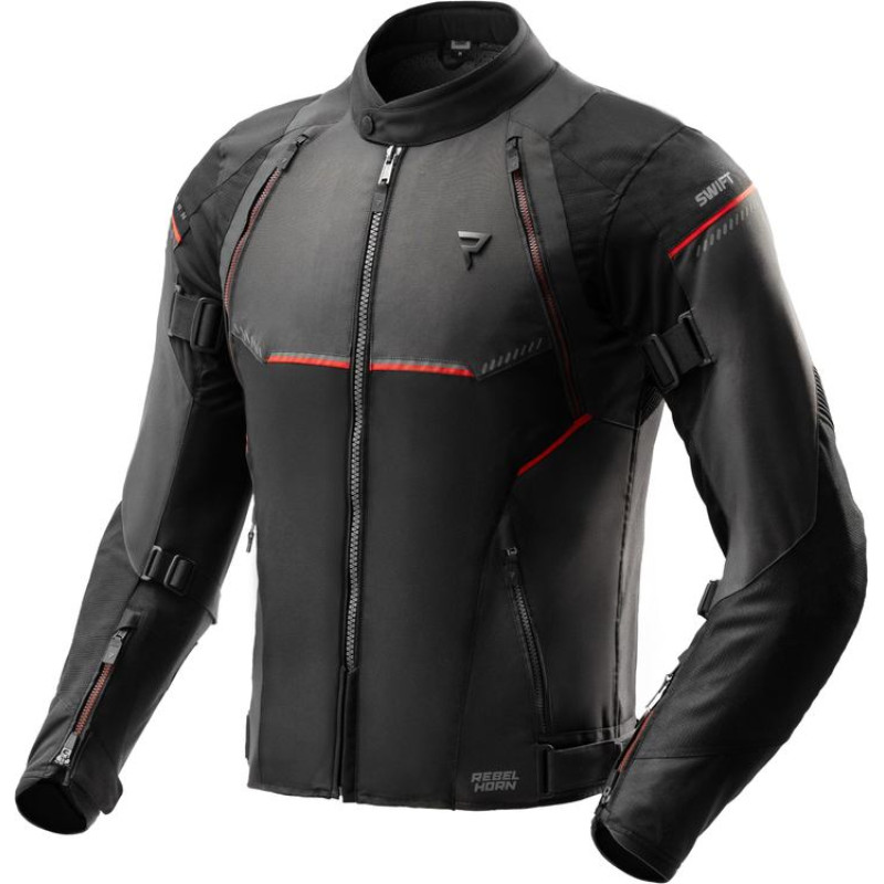 Rebelhorn SWIFT BLACK DARK GREY RED TEXTILE MOTORCYCLE JACKET
