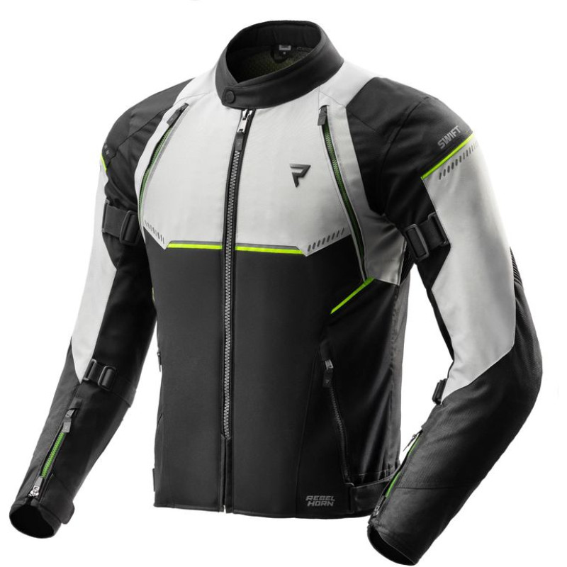 Rebelhorn SWIFT LIGHT GREY FLUO YELLOW TEXTILE MOTORCYCLE JACKET