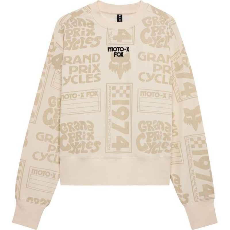 FOX SWEATSHIRT FOX LADY CIRCA 74 OVERSIZED Fleece CREW OFF WHITE