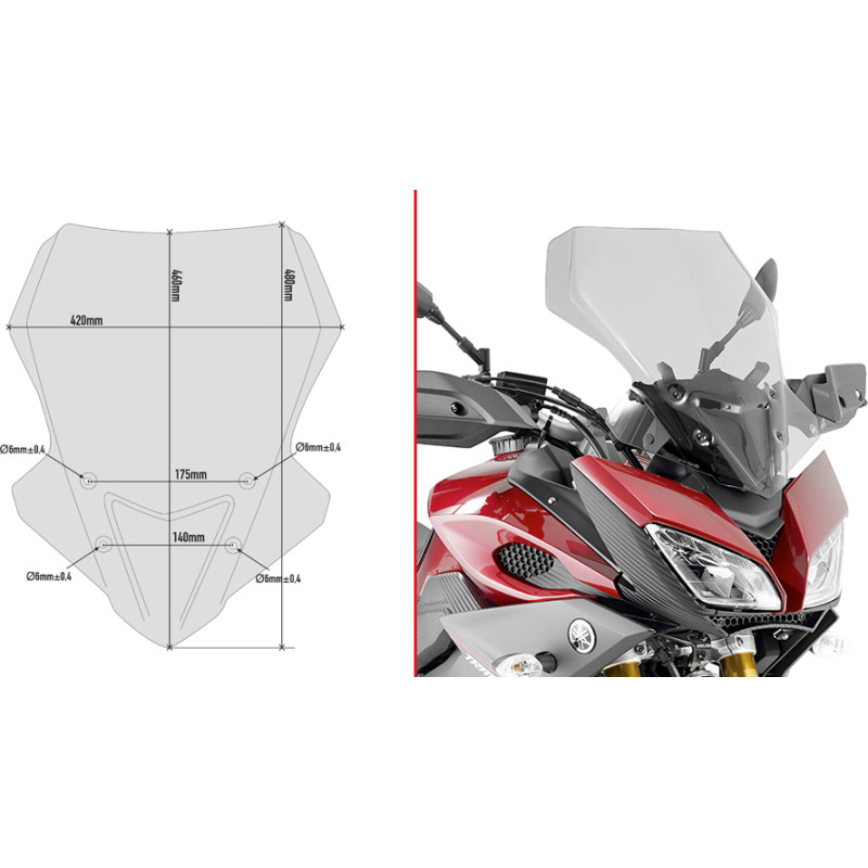 Givi Specific screen transparent 48 x 42 cm (h x w) MT-09 Tracer (15)