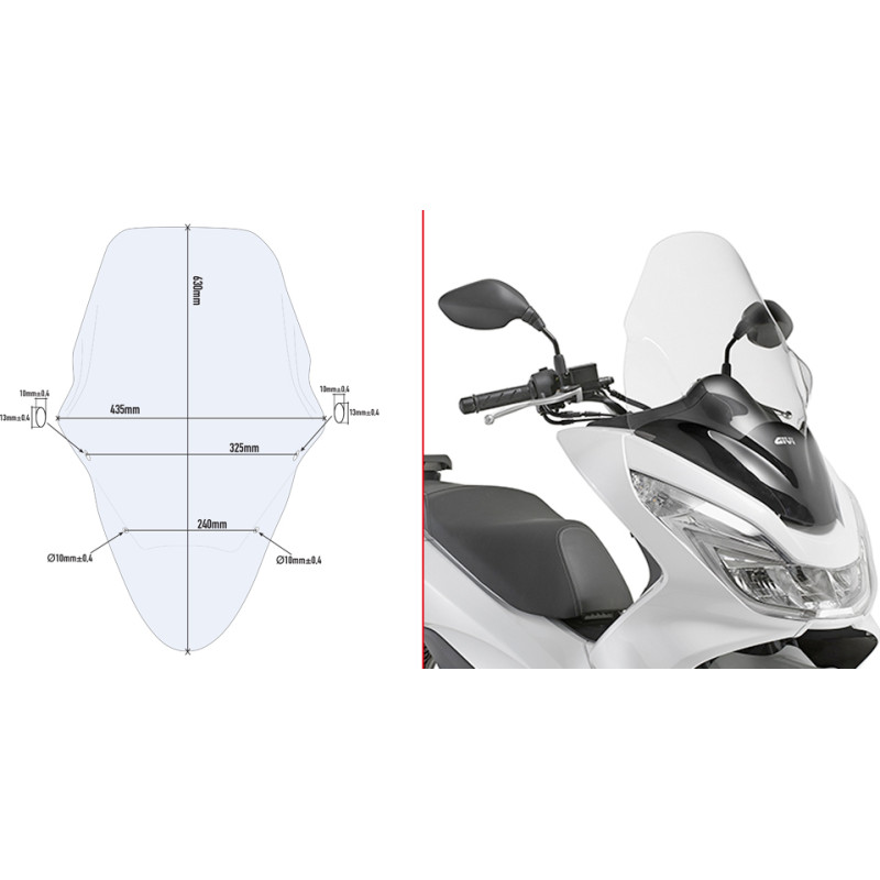 Givi Specific screen transparent 63 x 43.5 cm (H x W) PCX 125-150 (14-17)