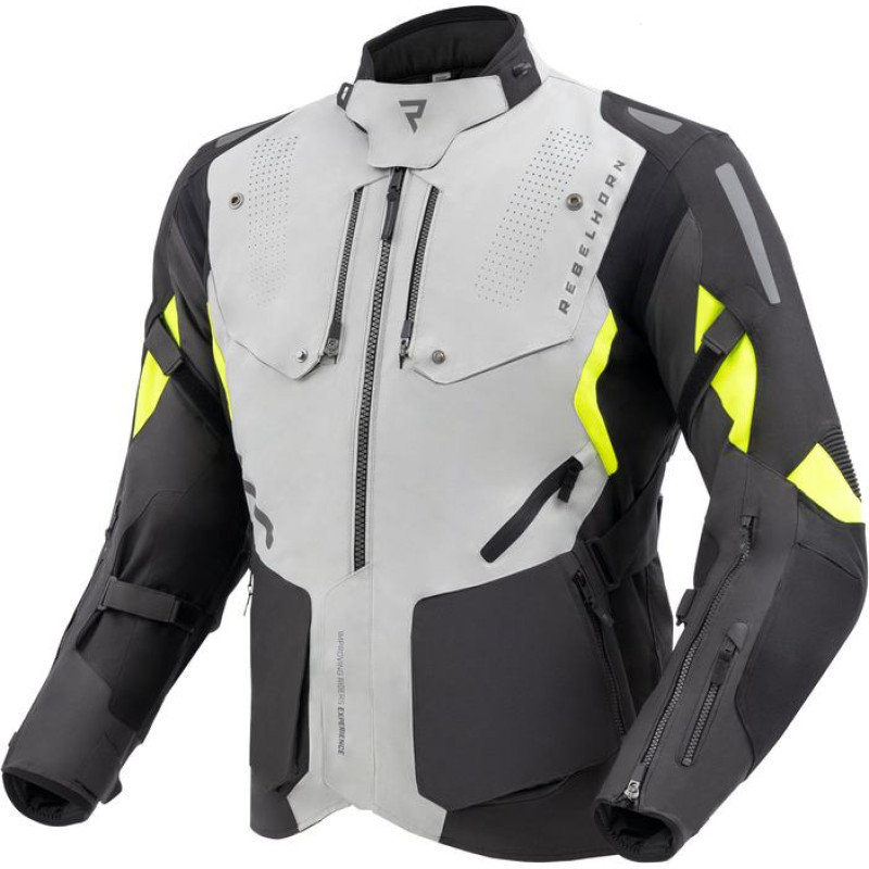 Rebelhorn HIKER 4 BLACK GREY FLUO YELLOW TEXTILE MOTORCYCLE JACKET