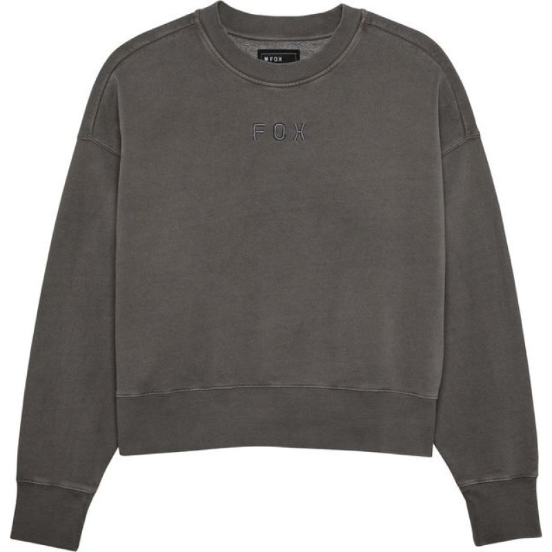 FOX LADY WORDMARK OVERSIZED FLEECE CREW PEWTER XS sweatshirt.