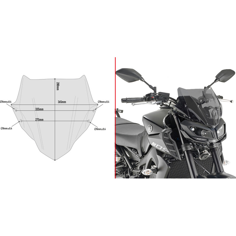 Givi Specific screen smoked 28 x 36.5 cm MT-09 (17-18)