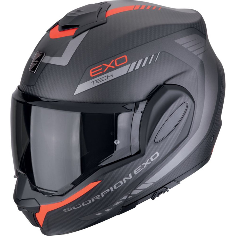 SCORPION Helmet EXO-TECH EVO CARBON Cozy Matt Black-Red