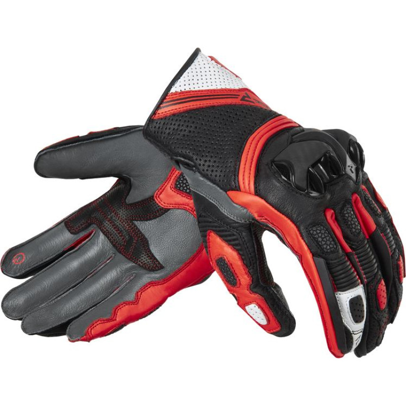 Rebelhorn ST SHORT BLACK GREY FLUO RED MOTORCYCLE GLOVES