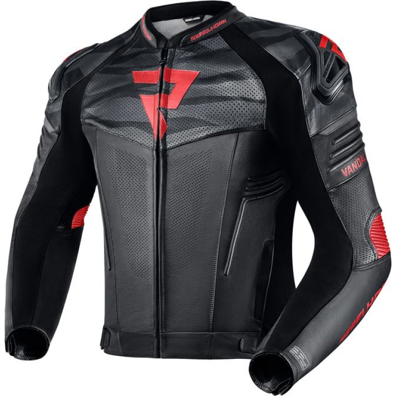 Rebelhorn VANDAL BLACK FLUO RED LEATHER MOTORCYCLE JACKET