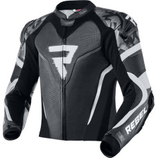 Rebelhorn REBEL BLACK WHITE LEATHER MOTORCYCLE JACKET