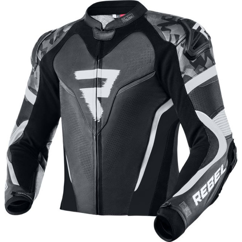 Rebelhorn REBEL BLACK WHITE LEATHER MOTORCYCLE JACKET