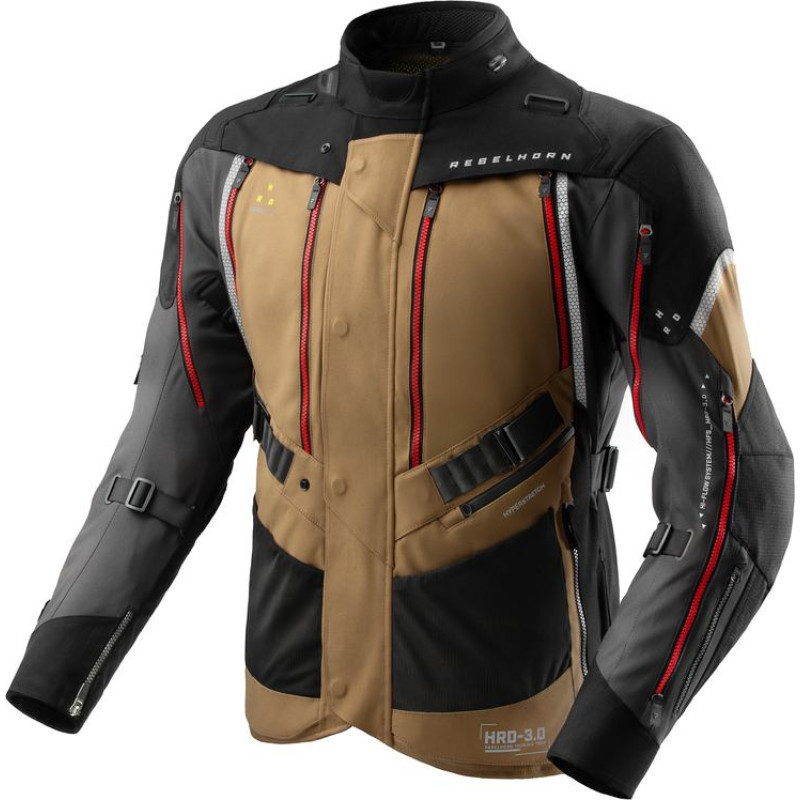 Rebelhorn HARDY 3.0 DESERT GREY RED TEXTILE MOTORCYCLE JACKET