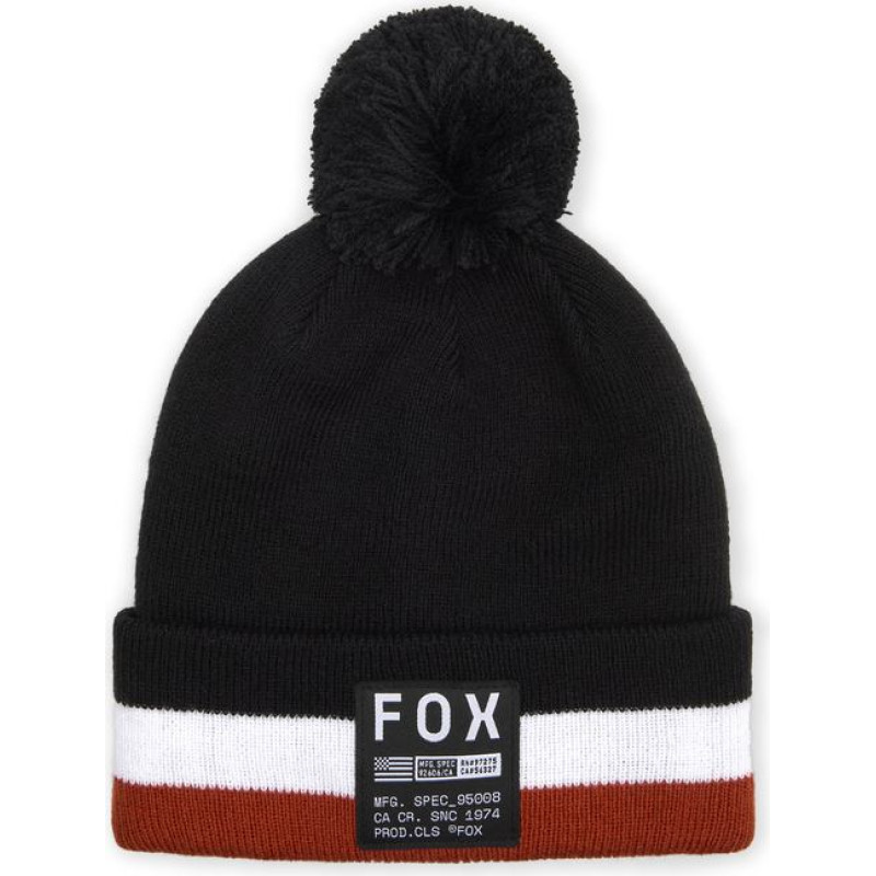 FOX FRACTURE POM WINTER HAT BEANIE BLACK