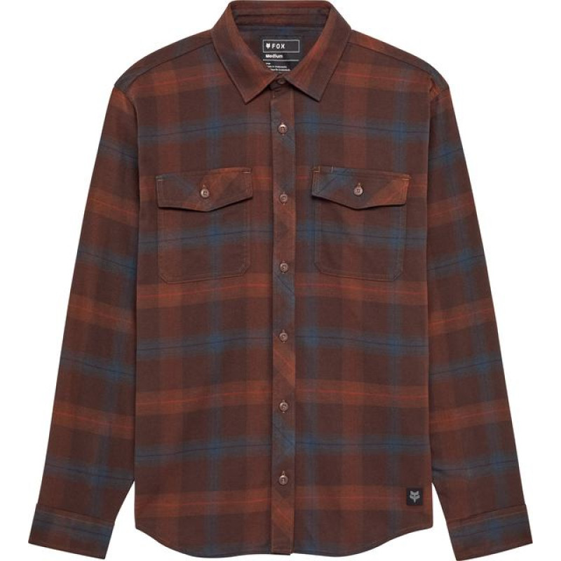 FOX SURVIVALIST CORE FLANNEL LONG SLEEVE SHIRT DARK BROWN