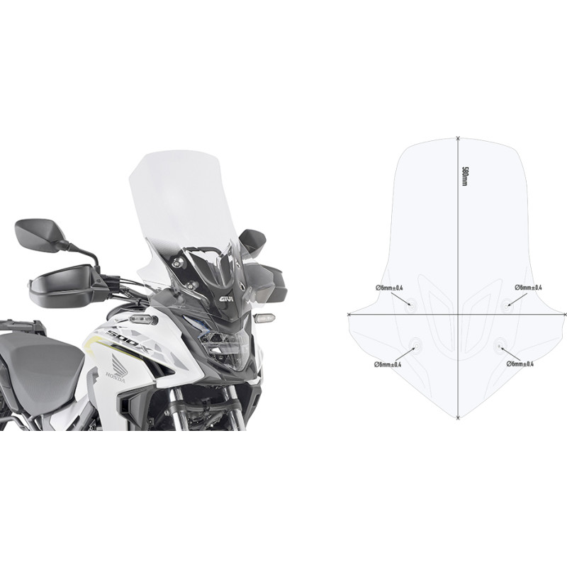 Givi Specific screen transparent 58 x 45 cm (H x W) CB 500 X (19)