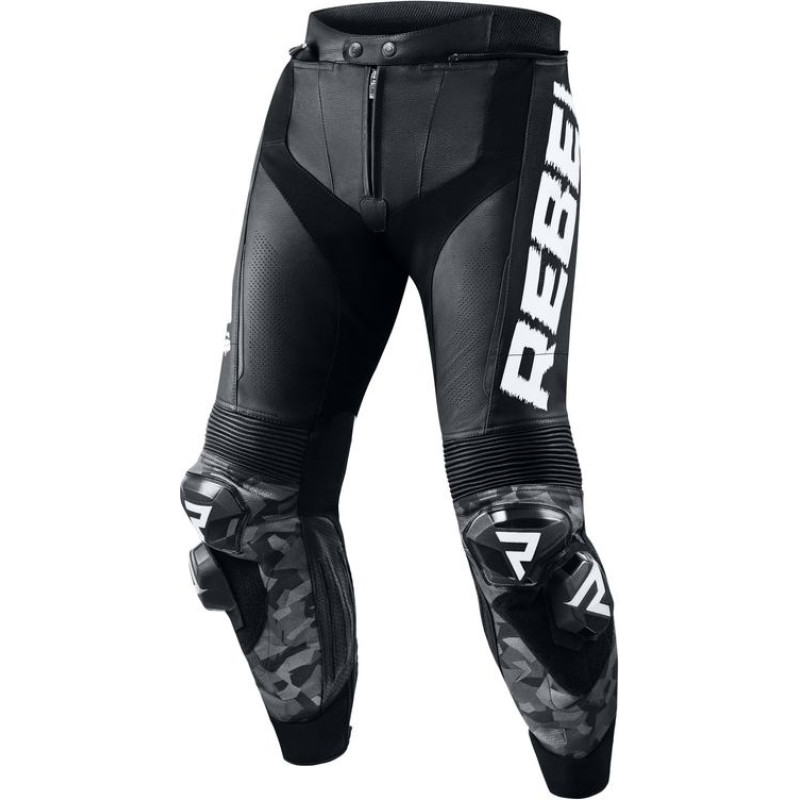 Rebelhorn REBEL BLACK WHITE LEATHER MOTORCYCLE PANTS