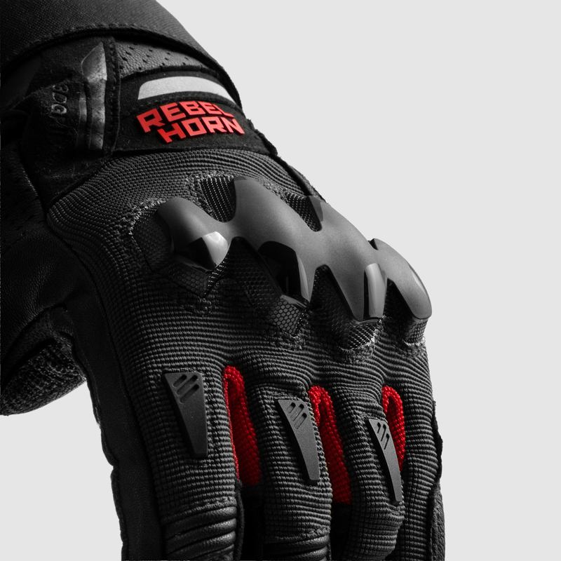 Rebelhorn DEFENDER BLACK RED MOTORCYCLE GLOVES