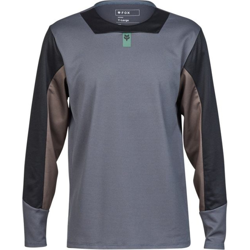 FOX JUNIOR DEFEND GRAPHITE LONG SLEEVE CYCLING JERSEY