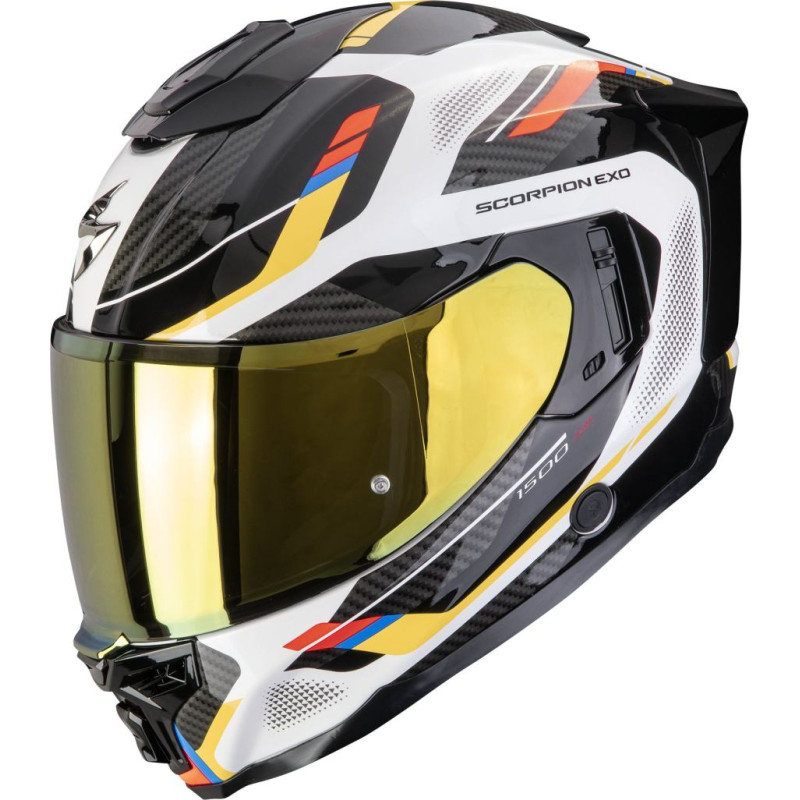 Scorpion Helmet EXO-1500 AIR SLEEK White-Blue-Yellow