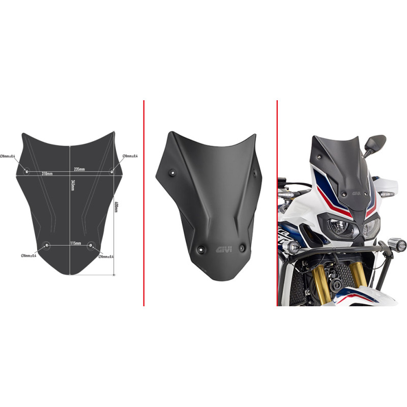 Givi Windscreen low Black 40x31 cm (h x b) CRF1000L Africa Twin