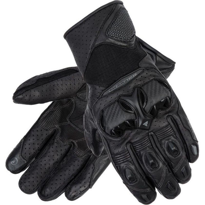 Rebelhorn FLUX 2 BLACK MOTORCYCLE GLOVES