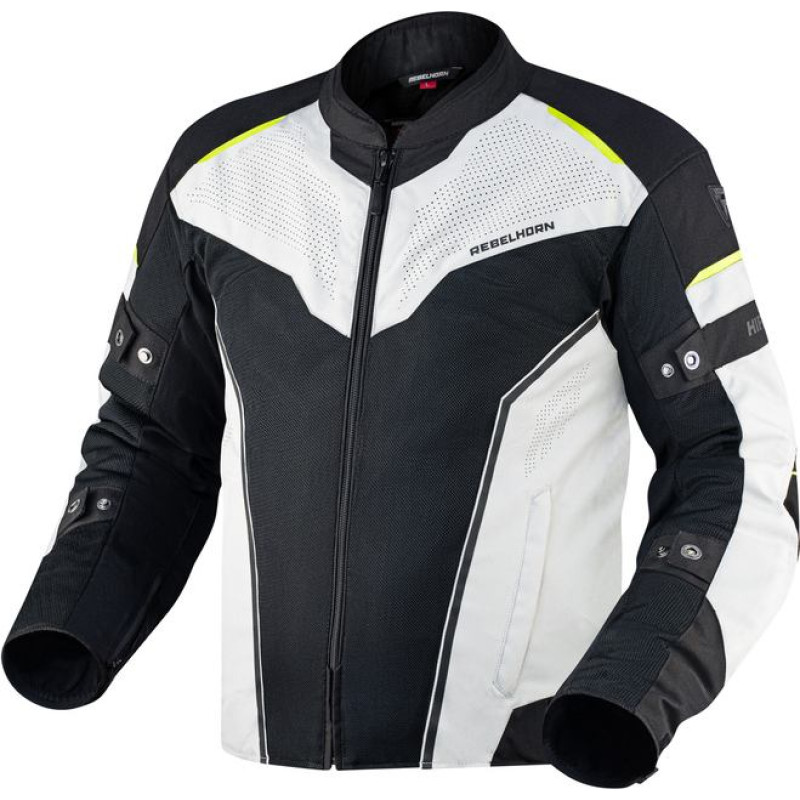 Rebelhorn HIFLOW 4 BLACK SILVER FLUO YELLOW TEXTILE MOTORCYCLE JACKET