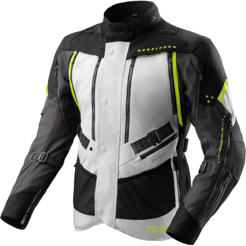 Rebelhorn HARDY 3.0 BLACK LIGHT GREY FLUO YELLOW TEXTILE MOTORCYCLE JACKET