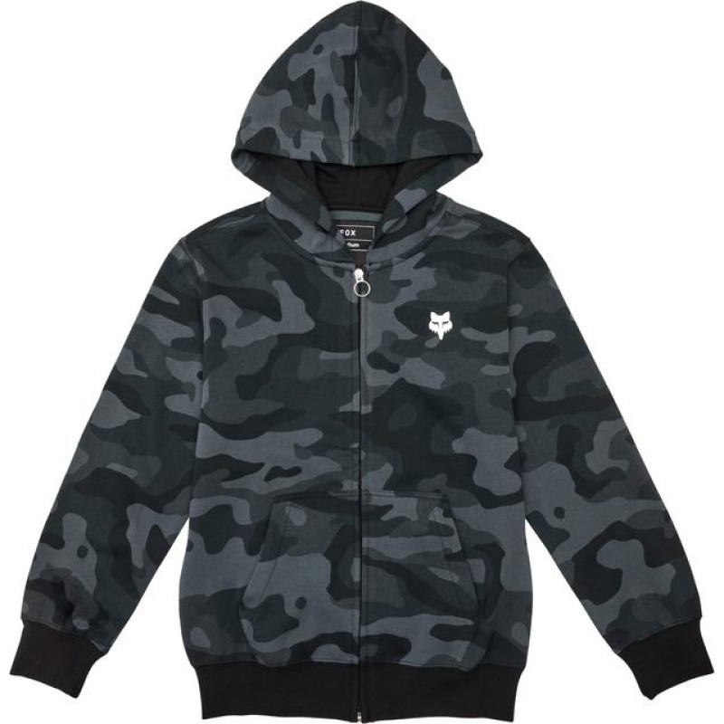 FOX Yth Fox Head Camo Flc Zip Black Camo