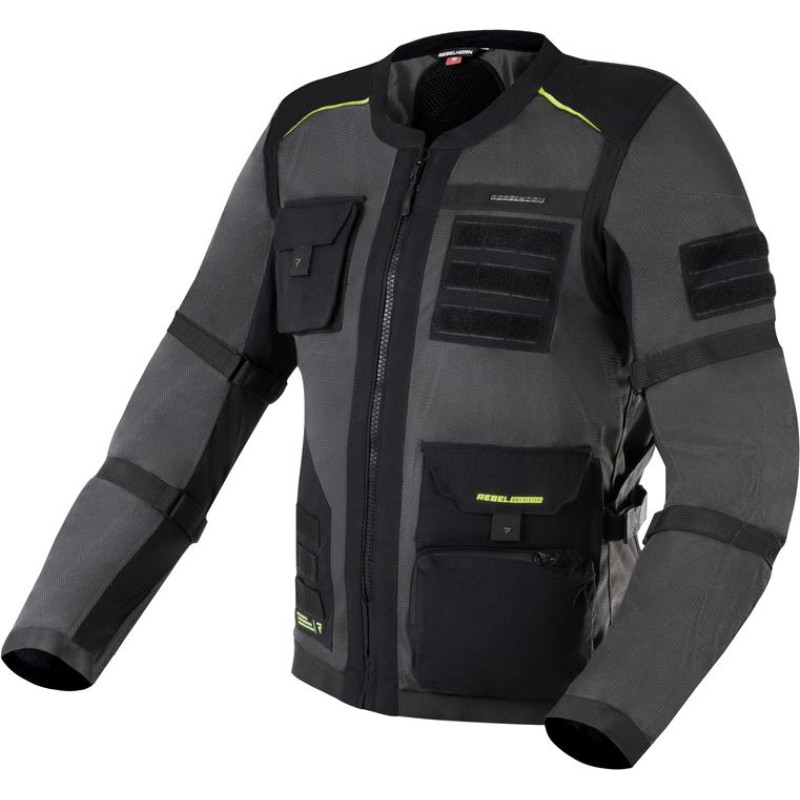 Rebelhorn BRUTALE DARK GREY BLACK FLUO YELLOW TEXTILE MOTORCYCLE JACKET