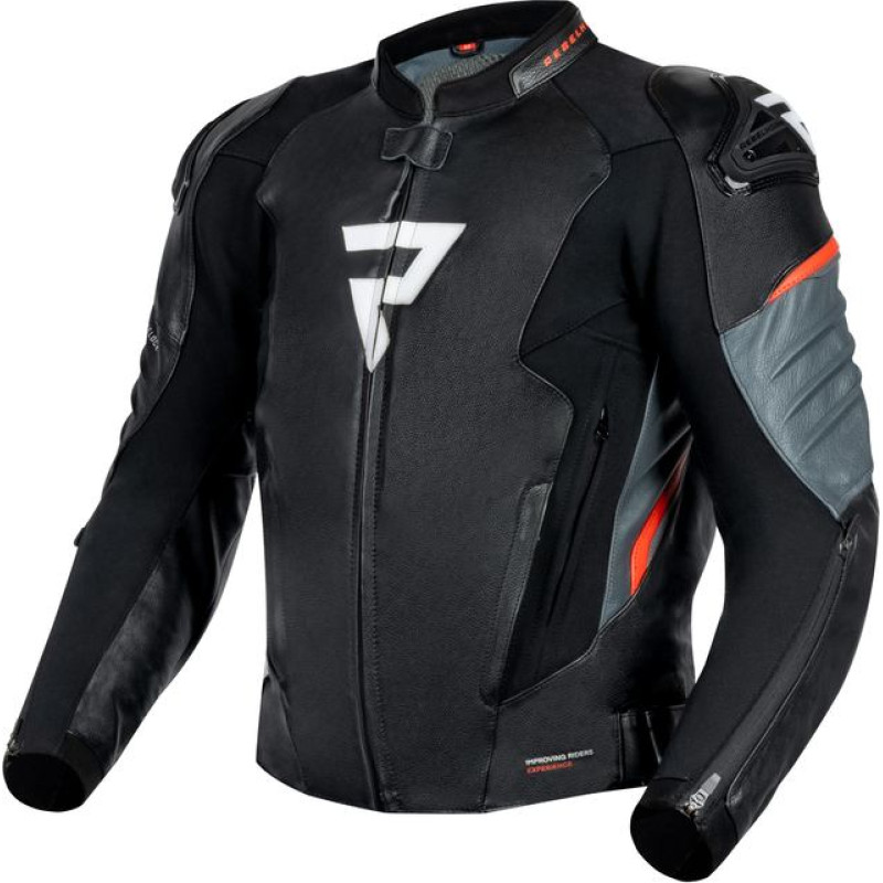 Rebelhorn VELOCE BLACK GREY FLUO RED LEATHER MOTORCYCLE JACKET