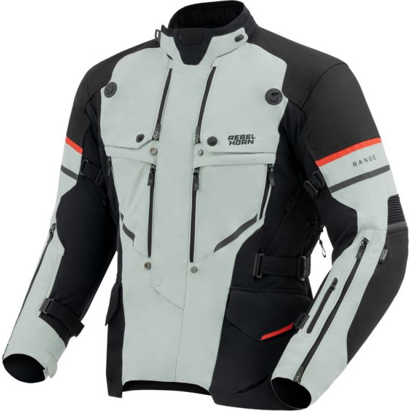 Rebelhorn RANGE GREY BLACK RED TEXTILE MOTORCYCLE JACKET