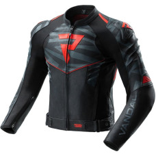 Rebelhorn VANDAL 2 BLACK GREY FLUO RED LEATHER MOTORCYCLE JACKET